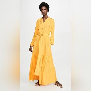 Melissa Odabash Sonja Apricot Long Sleeve Belted Maxi Dress Yellow - NWOT medium